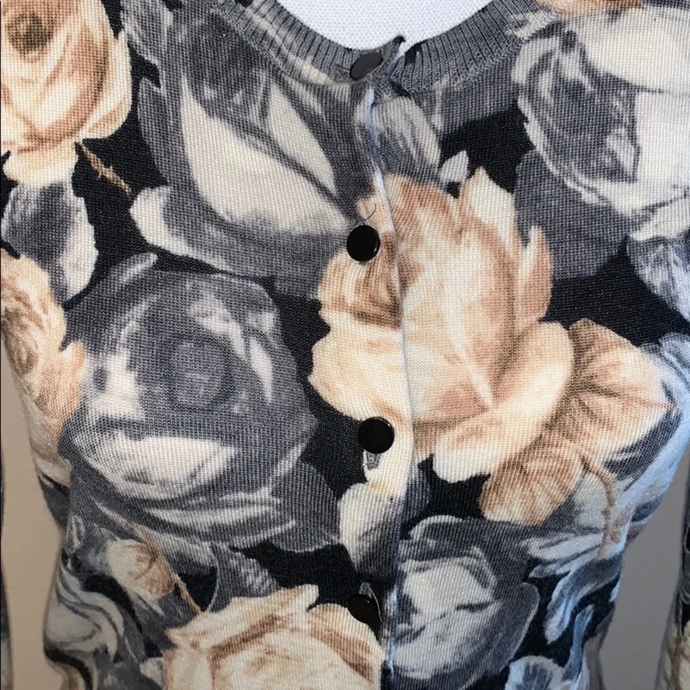 Talbots floral merino wool cardigan